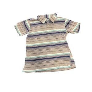 Street Rules Boys Blue Grey Striped Short Sleeve Cotton Polo Shirt Size 7